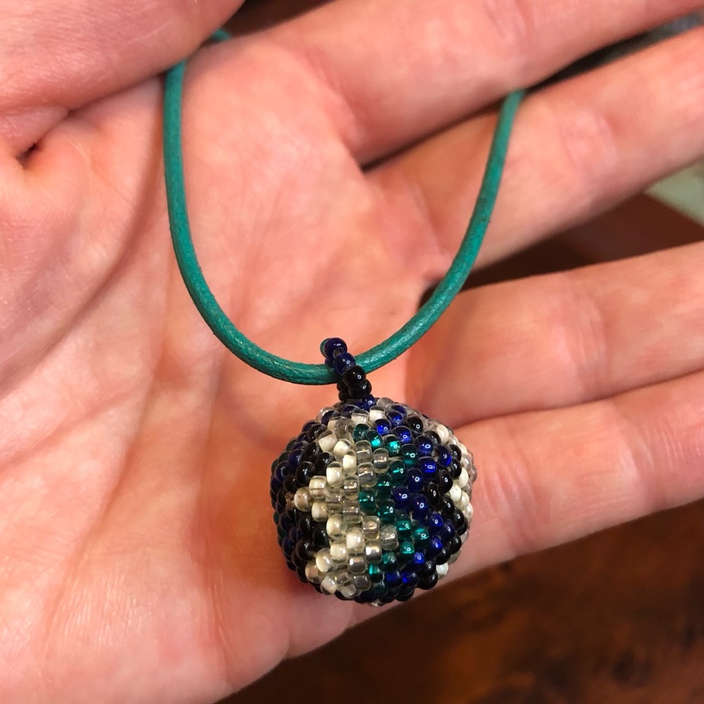Vintage Hand-Beaded Pendant Necklace